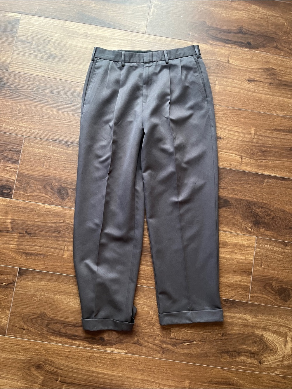 Dockers Classic Fit Pleated Dress Trousers Charcoal Gray office work vintage